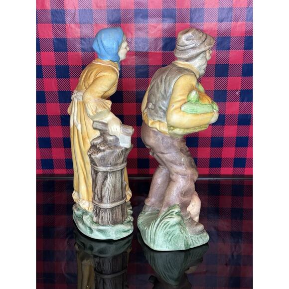 Set Of 2 Ceramic Figurines Old Man And Old Woman - Picture 7 of 11